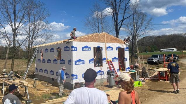 Home being rebuilt by community members