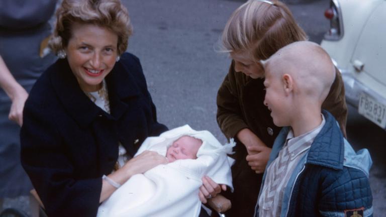 Mary Gates holds Bill Gates as a baby