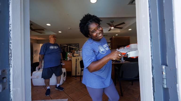 United Way volunteer painting 