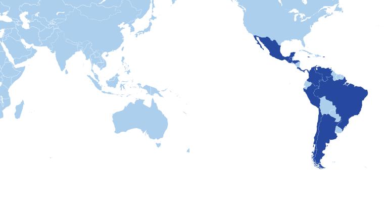 Map of countries in Latin America and the Caribbean