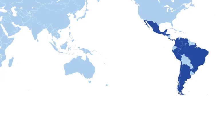 Map of countries in Latin America and the Caribbean