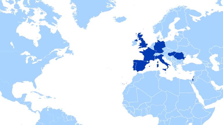 Map of countries in Europe