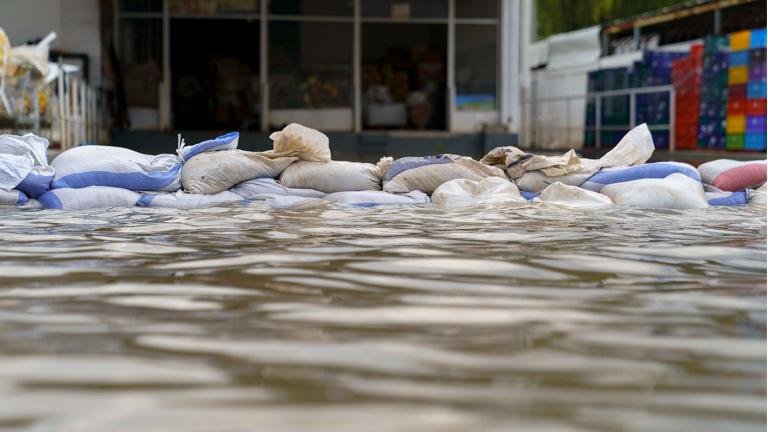 Sandbags and a flood