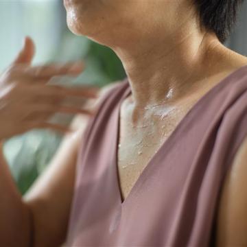 Person who is sweating in hot weather