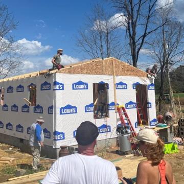 Home being rebuilt by community members