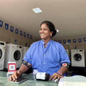 Woman in a Suvidha Center in India