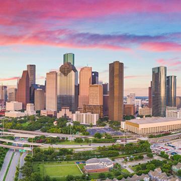 Houston skyline at sunset