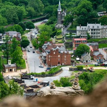 Aerial photo of downtown Fairmont, WV