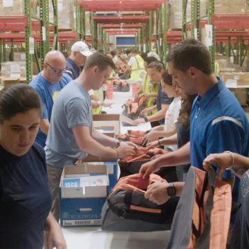 Volunteers packing blizzard preparedness kits in Buffalo