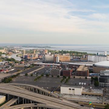 Aerial photo of Buffalo and Lake Erie