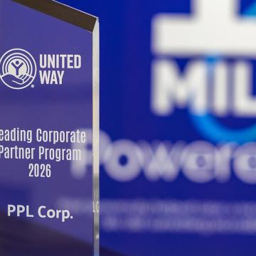 Award recognizing PPL Corp as a United Way Leading Corporate Partner