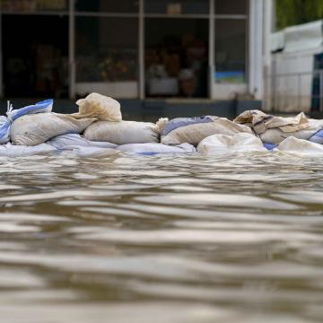 Sandbags and a flood