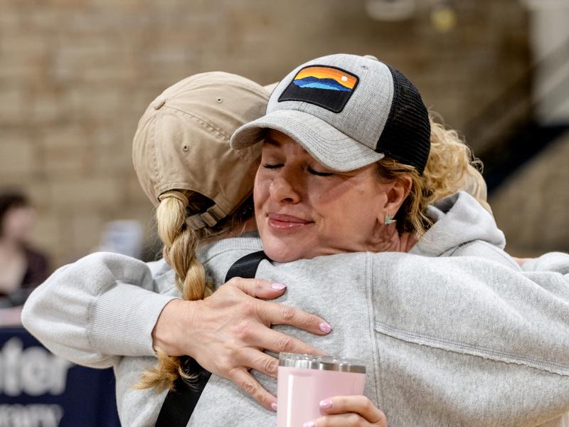 Two women embracing
