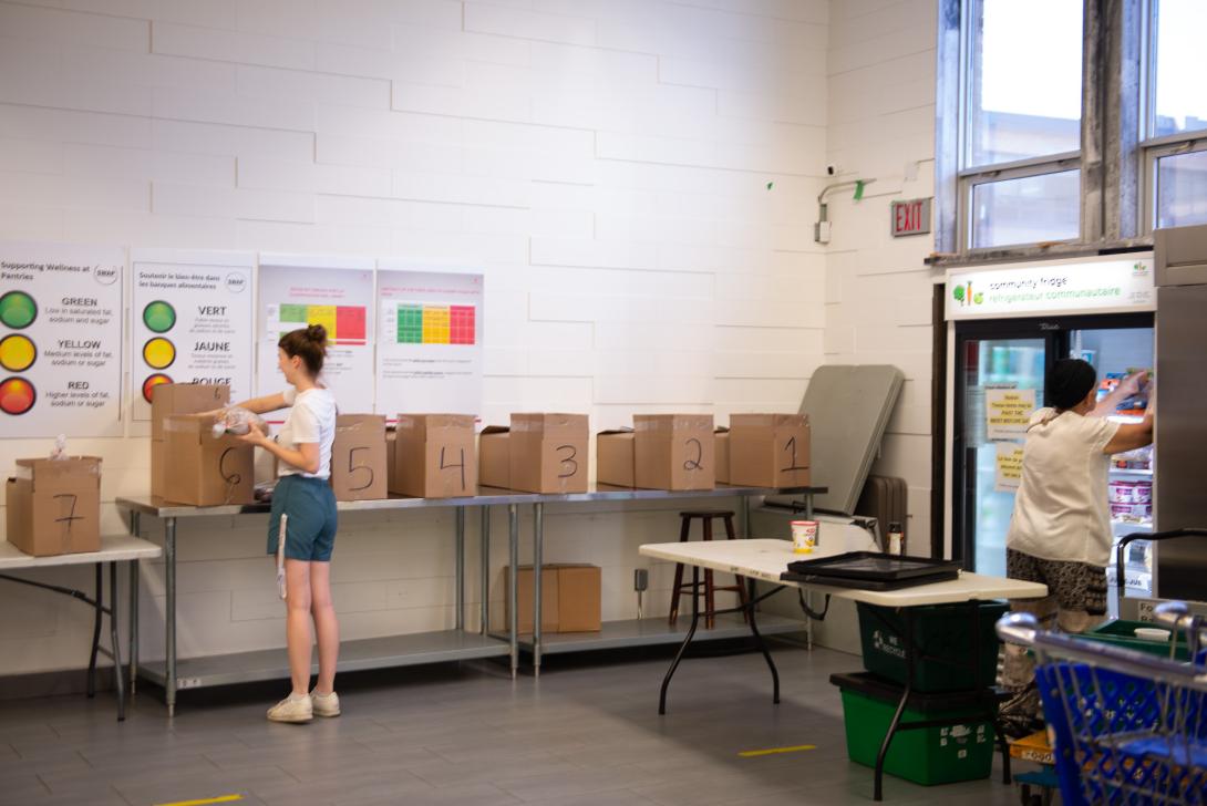 Bags of food ready to be distributed to those in need