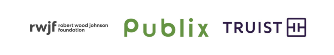 Logos for the Robert Wood Johnson Foundation, Publix, and Truist