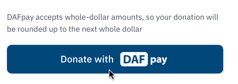 Screenshot showing donate with DAFpay button