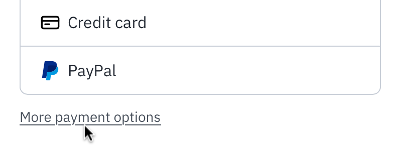 Screenshot showing More Payment Options link