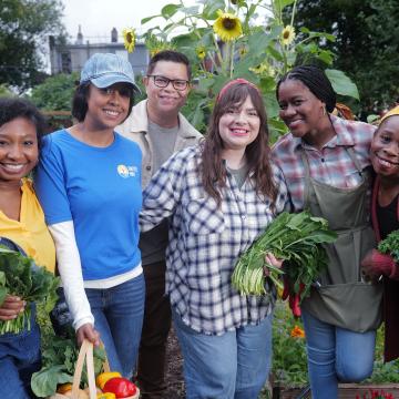 People gardening together